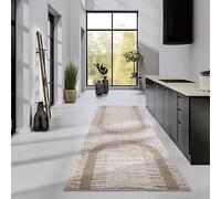 Elle Decor ation Tapis de Salon à Poils Longs, Moderne, à Poils Longs, Motif Moderne, Moelleux, Doux, bohème, pour Salon, Chambre à Coucher, Beige, 80 x 240 cm