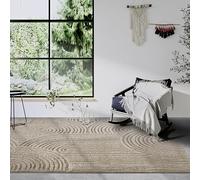 Elle Decor ation Tapis de Salon, Moderne, à Poils Longs, Motif Moderne, Moelleux, Doux, bohème, pour Salon, Chambre à Coucher, Beige, 80 x 120 cm