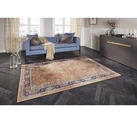 Elle Decor Keshan 104215-80 x 150 cm Tapis de Salon Design Oriental en Maille 100% Polyester Compatible avec Chauffage au Sol, Robuste, Nettoyage Facile Jaune doré 80 x 150 cm