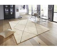 Elle Decor Massy Tapis à Poils Courts, Crème/Gris, 80x150 cm