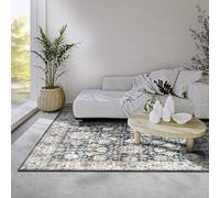 Elle Décor - Saveh - Tapis Classique antidérapant à Poils Courts - pour Chambre à Coucher, Salle à Manger, Salon, Couloir, Cuisine - Bleu crème - 80 x 150 cm