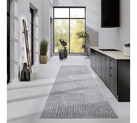 Elle Decor Tapis Chappe - Tapis de Salon Moderne à Poils Longs - Motif Moderne - Moelleux - Doux - Style bohème - pour Salon, Chambre à Coucher - Gris Clair - 80 x 240 cm