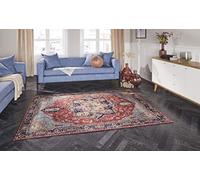 Elle Decor Tapis Design Oriental Hamadan 104207-120 x 160 cm, 100% Polyester, Compatible avec Chauffage au Sol, Robuste, Facile à Nettoyer, Rouge Oriental 104207-120 x 160