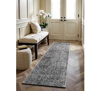 Elle Decoration Brilliance Tapis de Salon à Poils Courts Prisme avec Design quadrillé, Carreau, Motif carré, Brillant et Moderne, pour Salon, Chambre à Coucher, Gris argenté, 80 x 250 cm