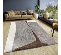 ELLE Decoration Jade Tapis de Salon à Poils Longs, Motif Moderne, Moelleux, Doux, pour Salon, Chambre à Coucher, Chambre d'adolescent, crème Marron, 120 x 170 cm
