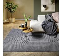 ELLE Decoration Panglao Tapis de Salon Moderne à Poils Courts - Moelleux - Effet très Profond Skandi Boho géométrique, Vagues - Arc - pour Salon, Chambre à Coucher, Cuisine, Anthracite, 80 x 120 cm