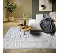 ELLE Decoration Panglao Tapis Moderne à Poils Longs - Tapis de Salon Moelleux - Effet très Profond Skandi bohème, Vagues, Arc - pour Salon, Chambre à Coucher, Cuisine, Gris Clair, 80 x 120 cm
