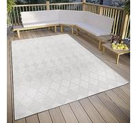 ELLE Decoration Pitu Tapis d'intérieur et d'extérieur, Motif macramé, Style bohème, Ethnique, tissé à Plat, résistant aux intempéries, pour Salon, Couloir, Balcon, terrasse, Jardin, crème, 130 x 190