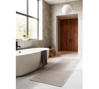 ELLE Decoration Tapis Design Dolomite - Tapis de Salon Moderne à Poils Courts - Motif à Rayures - Doux, Glamour - Effet Brillant - pour Salon, Chambre à Coucher, Couloir - Gris crème - 80 x 240 cm