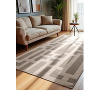 ELLE Decoration Tapis Design Onyx - Tapis de Salon Moderne à Poils Courts - Motif géométrique - Doux, Glamour - Effet Brillant - pour Salon, Chambre à Coucher, Couloir - Gris crème, 120 x 170 cm