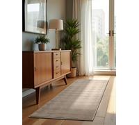 ELLE Decoration Tapis Design Tourmaline - Tapis de Salon Moderne à Poils Courts - Motif géométrique - Doux, Glamour - Effet Brillant pour Salon, Chambre à Coucher, Couloir - Beige crème - 80 x 240 cm