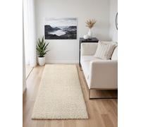 Elle Decoration Tapis en Laine et Jute Majoli - Naturel et tissé à la Main - Design à Chevrons tressé - Aspect Chevrons - Skandi pour Salon, Chambre à Coucher, Couloir - Blanc Naturel - 80 x 200 cm