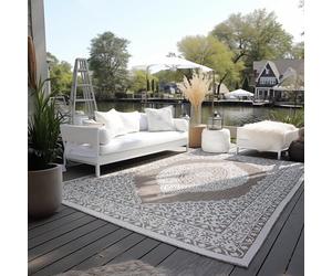 Elle Decoration Tapis Oriental réversible pour l'intérieur et l'extérieur - Résistant aux intempéries et imperméable - Design Vintage - Tapis d'extérieur Oriental pour Jardin, Balcon, terrasse, Salon