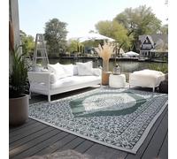 Elle Decoration Tapis Oriental réversible résistant aux intempéries et imperméable - Design Vintage - Tapis d'extérieur Oriental pour Jardin, Balcon, terrasse, Salon - Vert - 200 x 290 cm