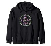 Elle Dirige avec Grace Floral Crown Typography Sweat à Capuche