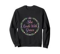 Elle Dirige avec Grace Floral Crown Typography Sweatshirt