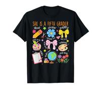 Elle est en cinquième année : versets de la Bible, Retour à l'école, Floral T-Shirt