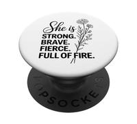 Elle est Forte, courageuse et Pleine de feu PopSockets PopGrip Adhésif