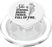Elle est Forte, courageuse et Pleine de feu PopSockets PopGrip pour MagSafe