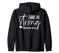 Elle est Forte Proverbes 31:25 Design Inspirant Sweat à Capuche