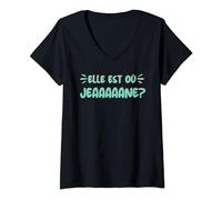 Elle est où Jeanne Réplique Culte Série Drôle Humour Rigolo T-Shirt avec Col en V
