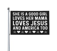 Elle est une bonne fille aime sa maman aime Jésus et l'Amérique aussi drapeau 3x5 extérieur double face vintage drapeau bannière extérieure pour la maison jardin patio 3x5 pieds, elle est une bonne f