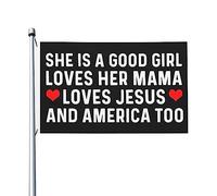 Elle est une bonne fille aime sa maman aime Jésus et l'Amérique aussi drapeau pour les gars de la chambre double face fantaisie drapeau décoration murale pour salle de classe 3 x 5 pieds, elle est une