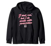 Elle I Don't Run But I Do Walk with Conviction Cursive Text Sweat à Capuche