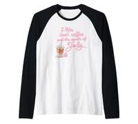 Elle I Like Iced Coffee and The Month of July Pink Neon Text Manche Raglan