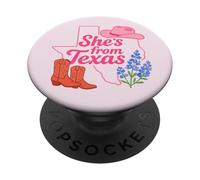 Elle Vient du Texas, Wildflower Bluebonnet Texas Love, Bottes PopSockets PopGrip Adhésif