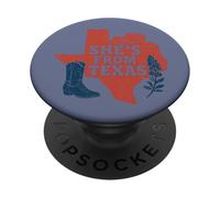 Elle Vient du Texas, Wildflower Bluebonnet Texas Love, Bottes PopSockets PopGrip Adhésif