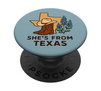 Elle Vient du Texas, Wildflower Bluebonnet Texas Love PopSockets PopGrip Adhésif