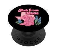 Elle Vient du Texas, Wildflower Bluebonnet Texas Love PopSockets PopGrip Adhésif