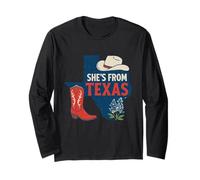 Elle Vient du Texas, Wildflower Bluebonnet Texas Love, TX Manche Longue