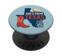 Elle Vient du Texas, Wildflower Bluebonnet Texas Love, TX PopSockets PopGrip Adhésif