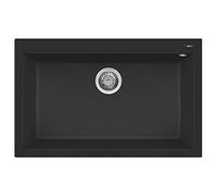 ELLECI LKQ13086 QUADRA 130 Évier de Cuisine encastré en KERATEK, Noir