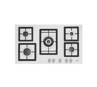 Elleci Plano PGSP90168CS Table de Cuisson 90 CM 5 Brûleurs Blanc Grilles Fonte
