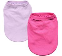 Elledia Lot de 2 chemises unies pour petit chien et fille, vêtements d'été respirants pour Yorkshire, chihuahua, ours en peluche, bouledogue français, rose vif et violet