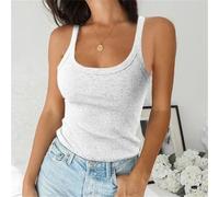 ELLEES Débardeur côtelé pour femme - Sans manches - Style décontracté - Couleur unie - Pour femme