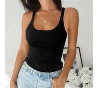 ELLEES gilet côtelé Femmes Sans Manches Spaghetti Vest Qualité Tricoté Camis U-Neck Débardeurs Casual Couleur Unie Camisole De Base Pour Femme