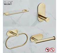 ELLEN - ensemble de matériel de salle de bains, crochet pour Robe en or brossé, porte-serviettes, porte-papier toilette, accessoires de salle de bains EL1001G Gold Towel bar