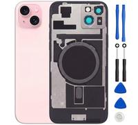 ELLENNE Coque arrière en verre pour iPhone 15 Plus de 6,7", coque arrière de rechange avec aimant MagSafe pour recharge sans fil et kit d'outils pour réparation professionnelle inclus (rose)