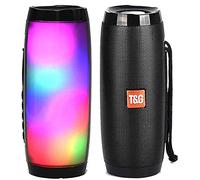 Ellenne Haut-Parleur Bluetooth lumière LED RVB Rechargeable 10 W Haut-Parleur Wi-FI Radio (Noir)
