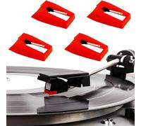 ELLENNE Lot de 4 punaises universelles pour tourne-disque LP, tête vinyle | Kit de 4 punaises de rechange en céramique diamant rubis Têtes phonographiques compatibles avec tourne-disques, grammophones