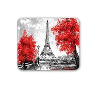 ELLENNE - Tapis de Souris 240x200mm | Surface en Lycra Ultra-Lisse | Confortable, Antidérapant et Lavable Tapis de Souris pour Bureau, Gaming et Ordinateur Portable (Code 14 - Paris en Rouge)