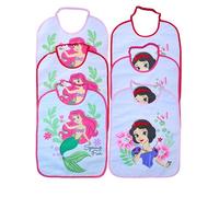 Ellepi Bavoirs maternelle Disney 6 pièces 36 x 28 cm avec élastique - 100 % coton avec dos imperméable - Bavoir pour bébé fille