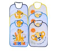 Ellepi Bavoirs maternelle Disney 6 pièces 36 x 28 cm avec élastique - 100% coton avec dos imperméable - Bavoir pour bébé fille, Simba Ciel, Taglia unica