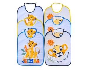 Ellepi Bavoirs maternelle Disney 6 pièces 36 x 28 cm avec élastique - 100% coton avec dos imperméable - Bavoir pour bébé fille, Simba Ciel, Taglia unica