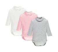 Ellepi body bebe col roulé mois bébé enfant manche longue (Blanc rose gris, 0 mois)