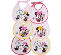 Ellepi Disney Lot de 6 bavoirs avec lacets | Minnie et Mickey | 100 % coton avec dos imperméable, Minnie., 18x18cm